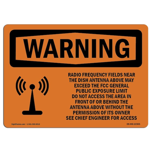 Safety Sign, OSHA WARNING, 3.5" Height, 5" Width, Radio Frequency Fields Near, Landscape, 10PK